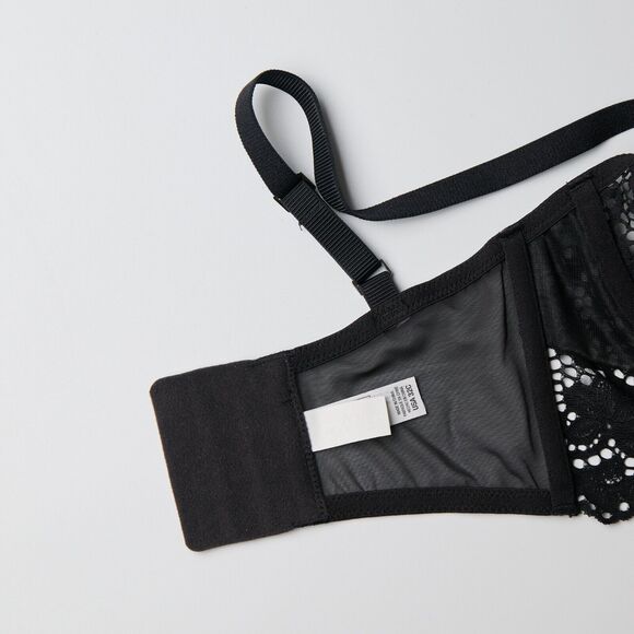 DKNY Classic Lace Longline Demi Bra Women's 32C Black Adjustable Underwire NWT - Picture 5 of 6